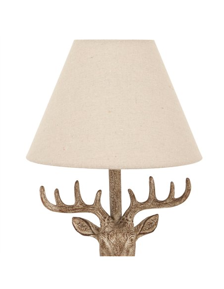 Hill Interiors Stonewashed Stag Head Table Lamp With Linen Shade 24004 - pic 164545 | FastDaddyshop