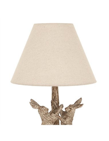 Hill Interiors Stonewashed Marching Hares Lamp With Linen Shade 24005