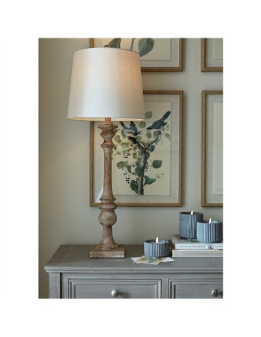 Hill Interiors Pallido Candlestick Table Lamp With Linen Shade 24007