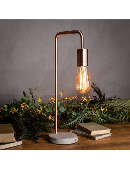 Hill Interiors Copper Industrial Lamp With Stone Base 19503 - pic 164561 | FastDaddyshop