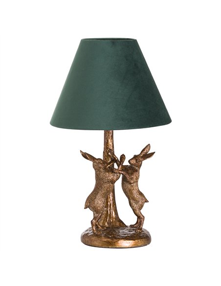 Hill Interiors Antique Gold Marching Hares Lamp With Green Velvet Shade 20695 - pic 164563 | FastDaddyshop