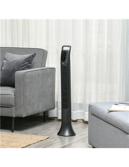 HOMCOM 36'' Freestanding Tower Fan, 3 Speed 3 Mode, 7.5h Timer, 70 Degree Oscillation, LED Panel, 5M Remote Controller, Black - pic 16465 | FastDaddyshop