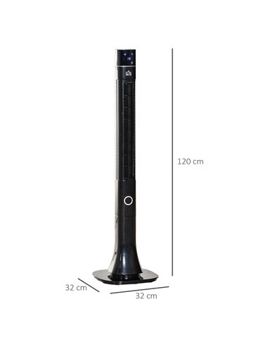 Homcom 47" Anion Tower Fan Cooling with 3 Speed, Timer, Oscillating, LED Display, Remote, Black