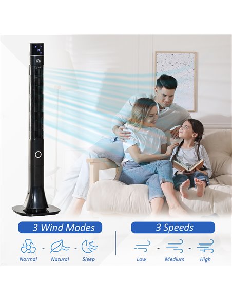 Homcom 47" Anion Tower Fan Cooling with 3 Speed, Timer, Oscillating, LED Display, Remote, Black - pic 16468 | FastDaddyshop