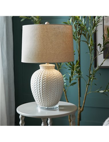 Hill Interiors Twill Weave Ceramic Table Lamp With Linen Shade 24006
