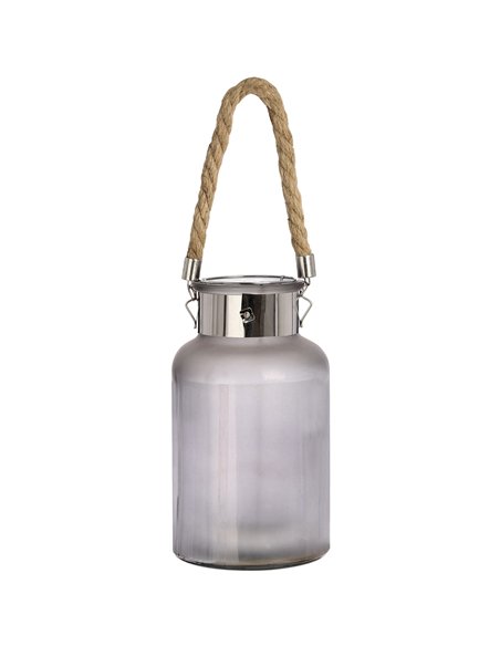 Hill Interiors Frosted Glass Lantern with Rope Detail and Interior LED 17200 - pic 164713 | FastDaddyshop