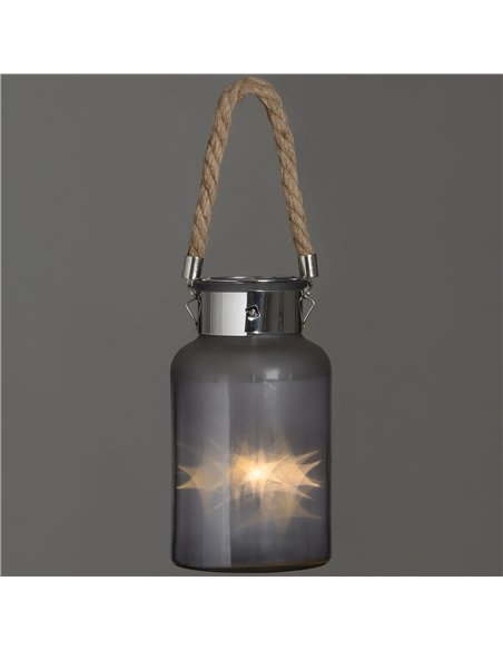 Hill Interiors Frosted Glass Lantern with Rope Detail and Interior LED 17200 - pic 164714 | FastDaddyshop