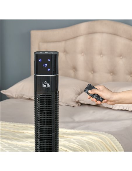 HOMCOM 47" Anion Tower Fan Cooling for Bedroom with 3 Speed, 12h Timer, Oscillating, LED Display, Remote Controller, Black - pic 16472 | FastDaddyshop