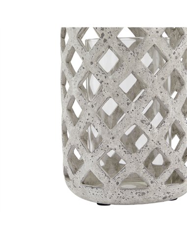 Hill Interiors Grey Stone Effect Hurricane Lantern 23660