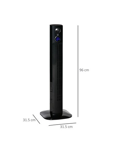 Homcom 38" Freestanding Tower Fan Cooling with Aroma Function, Oscillating, LED, Remote, Black
