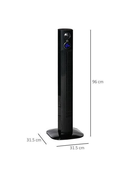 Homcom 38" Freestanding Tower Fan Cooling with Aroma Function, Oscillating, LED, Remote, Black - pic 16475 | FastDaddyshop