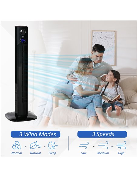 Homcom 38" Freestanding Tower Fan Cooling with Aroma Function, Oscillating, LED, Remote, Black - pic 16477 | FastDaddyshop