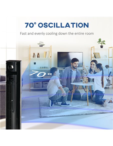 Homcom 38" Freestanding Tower Fan Cooling with Aroma Function, Oscillating, LED, Remote, Black - pic 16478 | FastDaddyshop