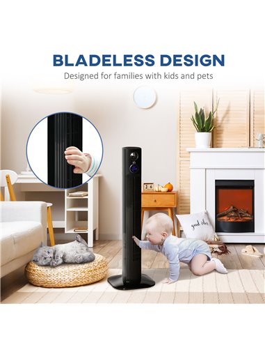 Homcom 38" Freestanding Tower Fan Cooling with Aroma Function, Oscillating, LED, Remote, Black