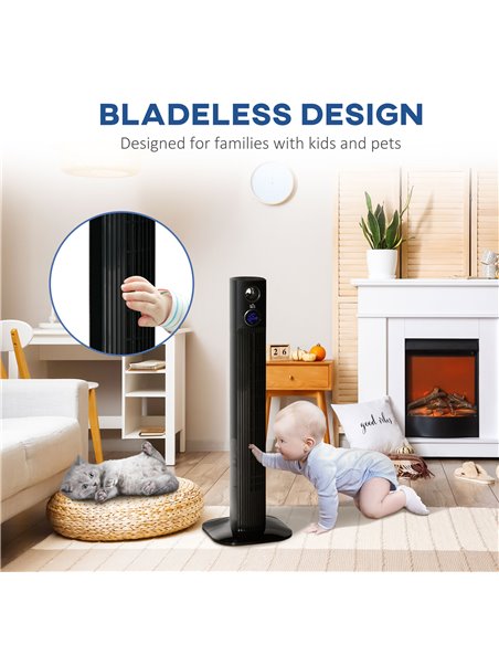 Homcom 38" Freestanding Tower Fan Cooling with Aroma Function, Oscillating, LED, Remote, Black - pic 16479 | FastDaddyshop