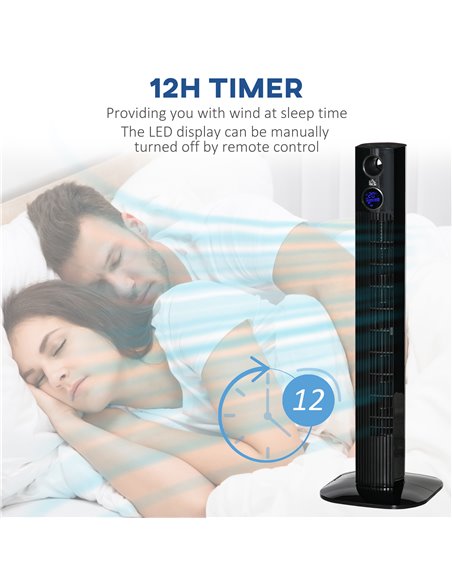 Homcom 38" Freestanding Tower Fan Cooling with Aroma Function, Oscillating, LED, Remote, Black - pic 16481 | FastDaddyshop