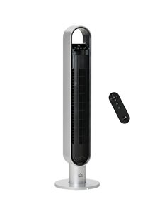 Homcom 39" Anion Tower Fan Cooling with Oscillating, 3 Speed, Timer, LED, Remote, Silver