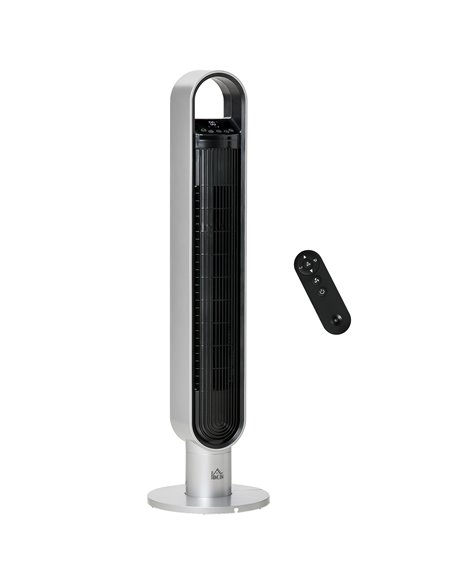 Homcom 39" Anion Tower Fan Cooling with Oscillating, 3 Speed, Timer, LED, Remote, Silver - pic 16482 | FastDaddyshop