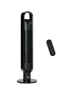 Homcom 39" Anion Tower Fan Cooling with Oscillating, 3 Speed, Timer, LED, Remote, Black