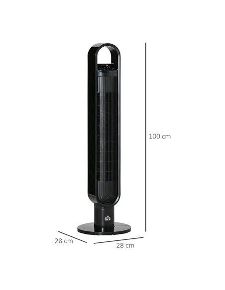 Homcom 39" Anion Tower Fan Cooling with Oscillating, 3 Speed, Timer, LED, Remote, Black - pic 16491 | FastDaddyshop