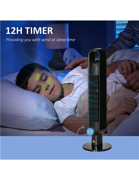 Homcom 39" Anion Tower Fan Cooling with Oscillating, 3 Speed, Timer, LED, Remote, Black - pic 16494 | FastDaddyshop