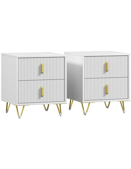 Set of 2 Elegant Chest of Two Drawers - White/Gold-Tone - pic 164952 | FastDaddyshop