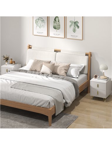 Set of 2 Elegant Chest of Two Drawers - White/Gold-Tone