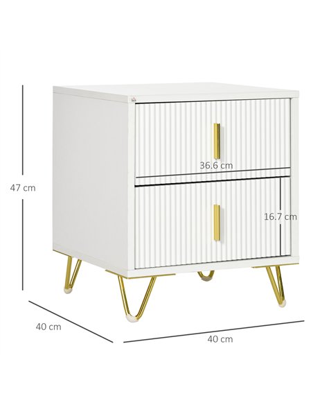 Set of 2 Elegant Chest of Two Drawers - White/Gold-Tone - pic 164954 | FastDaddyshop
