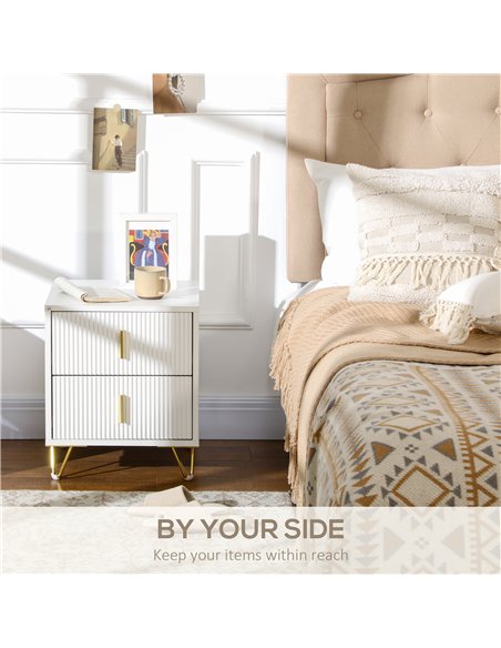 Set of 2 Elegant Chest of Two Drawers - White/Gold-Tone - pic 164955 | FastDaddyshop