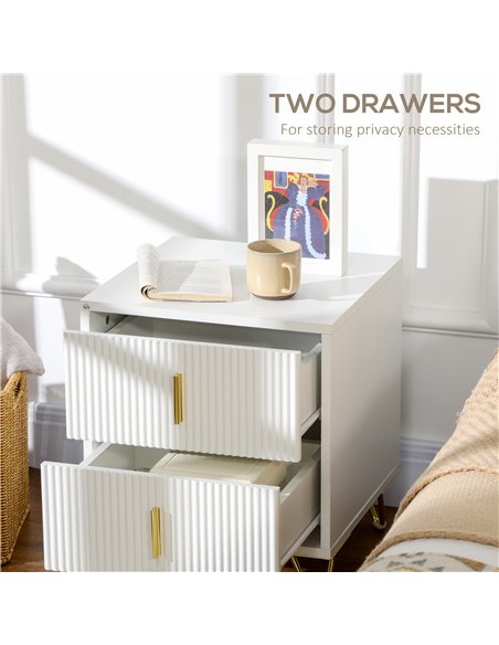 Set of 2 Elegant Chest of Two Drawers - White/Gold-Tone - pic 164956 | FastDaddyshop