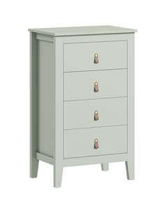 HOMCOM Bedroom Chest of Drawers, Modern 4 Drawer Dresser Cabinet with PU Leather Handles and Metal Runners for Living Room, Hall