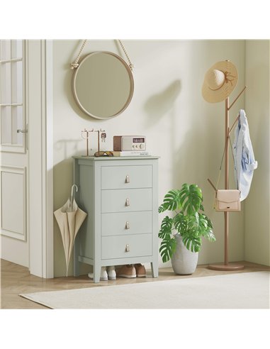 HOMCOM Bedroom Chest of Drawers, Modern 4 Drawer Dresser Cabinet with PU Leather Handles and Metal Runners for Living Room, Hall