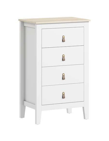 HOMCOM Modern 4 Drawer Dresser with Leather Handles, White 831-982V01WT - pic 164979 | FastDaddyshop