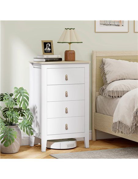 HOMCOM Modern 4 Drawer Dresser with Leather Handles, White 831-982V01WT - pic 164980 | FastDaddyshop