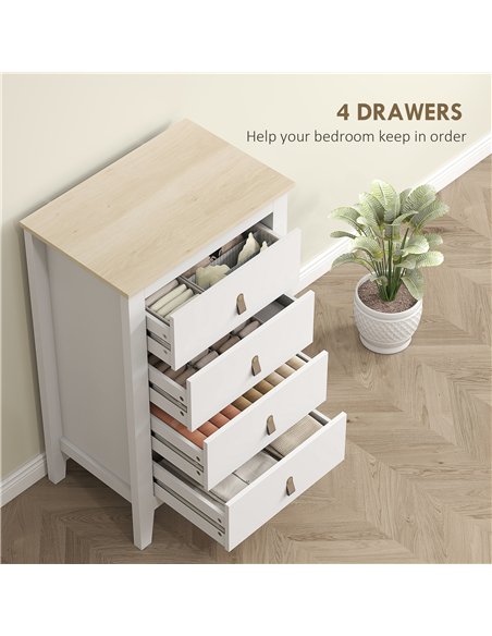 HOMCOM Modern 4 Drawer Dresser with Leather Handles, White 831-982V01WT - pic 164982 | FastDaddyshop