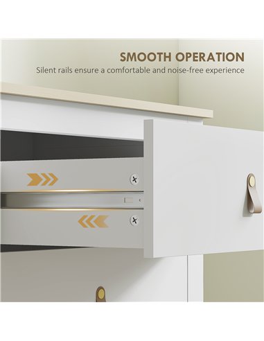 HOMCOM Bedroom Chest of Drawers, Modern 4 Drawer Dresser Cabinet with PU Leather Handles and Metal Runners for Living Room, Hall