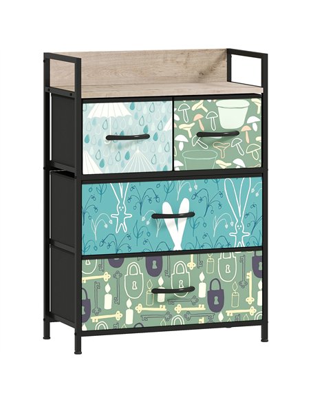 HOMCOM 4-Drawer Chest of Drawers - Blue - pic 164988 | FastDaddyshop