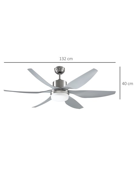 Homcom Reversible Ceiling Fan with Light, 6 Blades, Remote, Silver - pic 16499 | FastDaddyshop