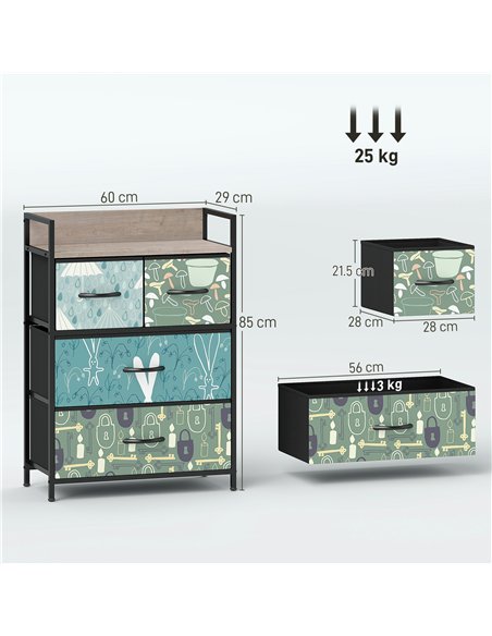 HOMCOM 4-Drawer Chest of Drawers - Blue - pic 164990 | FastDaddyshop