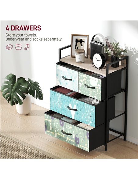 HOMCOM 4-Drawer Chest of Drawers - Blue - pic 164991 | FastDaddyshop
