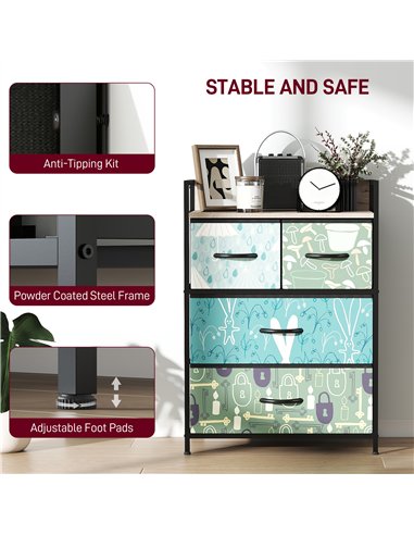 HOMCOM 4-Drawer Chest of Drawers - Blue