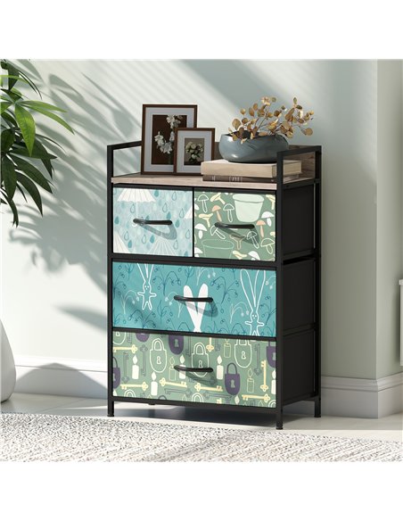 HOMCOM 4-Drawer Chest of Drawers - Blue - pic 164995 | FastDaddyshop