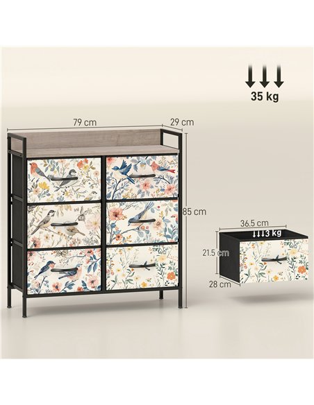 HOMCOM 6-Drawer Chest of Drawers - White - pic 164999 | FastDaddyshop