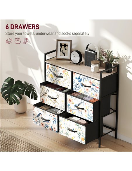HOMCOM 6-Drawer Chest of Drawers - White - pic 165000 | FastDaddyshop