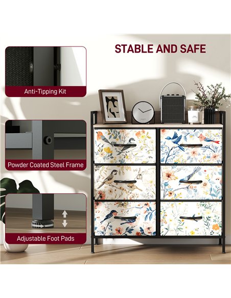 HOMCOM 6-Drawer Chest of Drawers - White - pic 165003 | FastDaddyshop