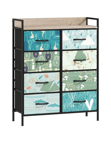 HOMCOM 8-Drawer Chest of Drawers - Blue - pic 165006 | FastDaddyshop