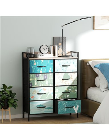 HOMCOM 8-Drawer Chest of Drawers - Blue