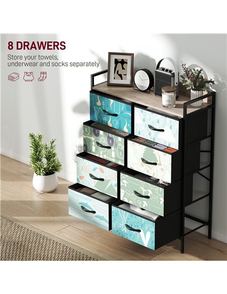 HOMCOM 8-Drawer Chest of Drawers - Blue - pic 165009 | FastDaddyshop