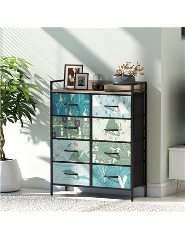 HOMCOM 8-Drawer Chest of Drawers - Blue