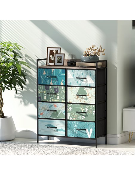 HOMCOM 8-Drawer Chest of Drawers - Blue - pic 165013 | FastDaddyshop
